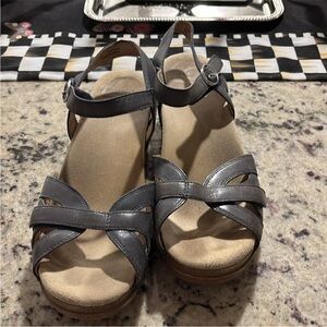Dansko Women's Gray Wedge Sandals